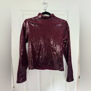 Express Sequin Mock Neck Top (M)